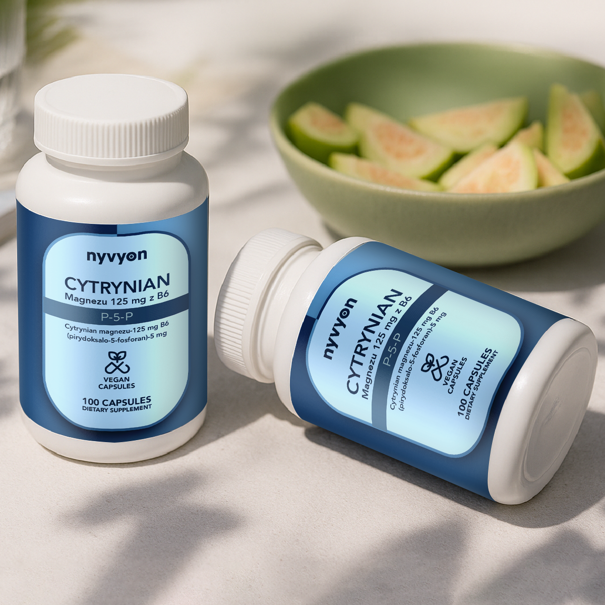 Magnesium Citrate 125mg with Vitamin B6 (P-5-P), 100 vegan capsules
